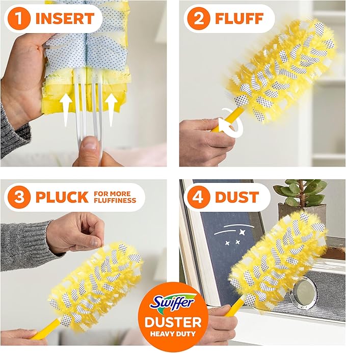 Swiffer Pet Heavy Duty Dusters Refills, Multisurface 360 Dusters with Febreze Odor Defense, 11 Count (Pack of 3)