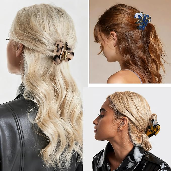 3 Pack Hair Claw Clips Women Large Tortoise Hair Clip French Design Barrettes Celluloid Leopard Print Accessories Jaw Clips for Thick Hair