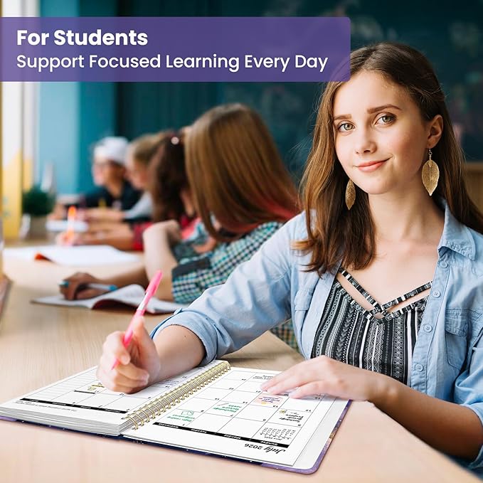 Planner 2026-2027, Academic Year Weekly and Monthly Calender Planner, from Jul 2026 - Jun 2027, Spiral Bound School Planning Book, Perfect for Teacher, Student, Women & Men, A4 (8.5" x 11"), Cosmic Amethyst