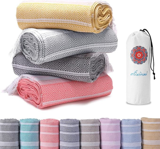 4 Packs Turkish Beach Towels Vacation Essentials Oversized Bath Pool Swim Towel Set Bulk Quick Dry Sand Free Extra Large Xl Big Blanket Adult Travel Cruise Accessories Must Have Clearance Stuff