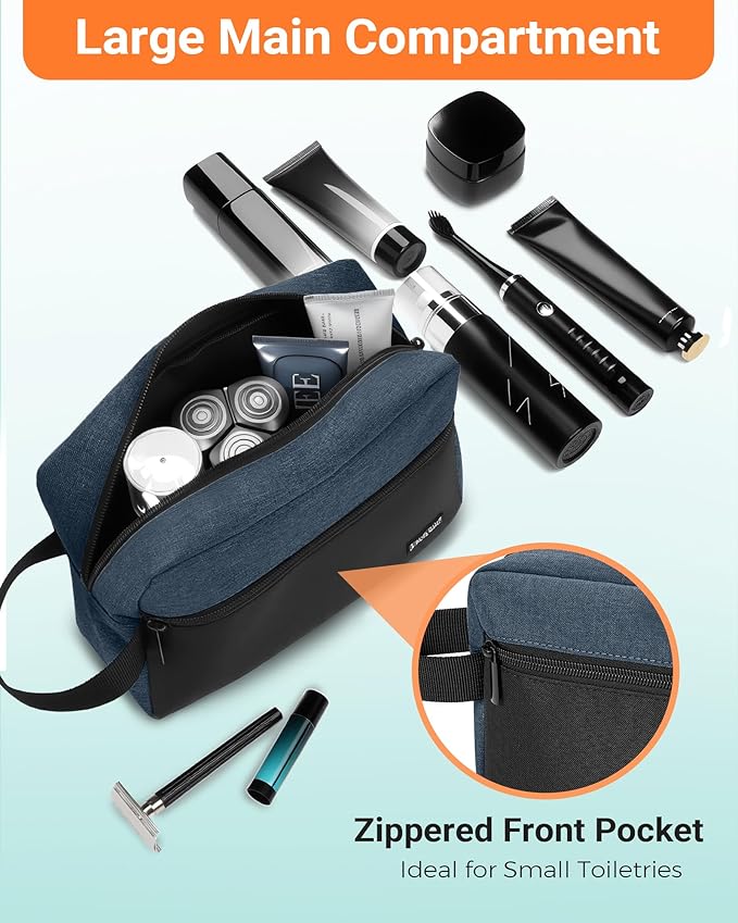 Elviros Travel Toiletry Bag for Men Hanging Toiletries Dopp Kit Small Bathroom Hygiene Tool and Medicine bag for Traveling Essential Shaving Pouch,Gifts for Men(Blue&Black)