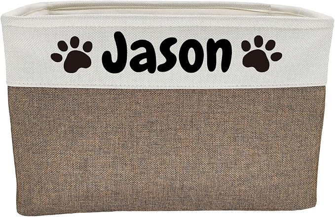 Foldable Dog Toy Bin with Handles - Personalized, Collapsible Dog Toy Box (15" L x 11" W x 9" H)