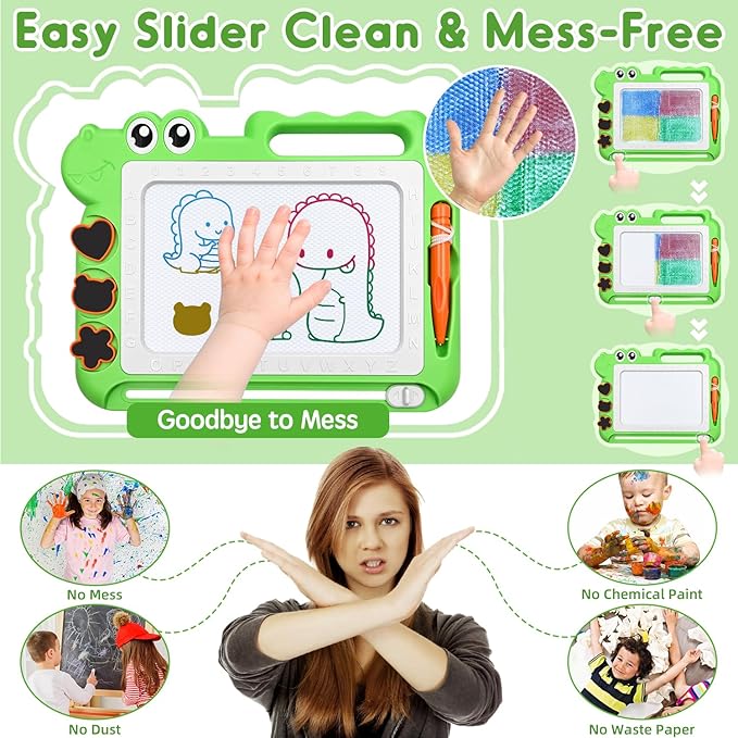 AiTuiTui Magnetic Drawing Board Toddler Toys Gift for Girls Boys, Color Sketch Writing Scribble Doodle Pad Travel Games, Educational Learning Kids Toys for Toddlers Birthday (Green)