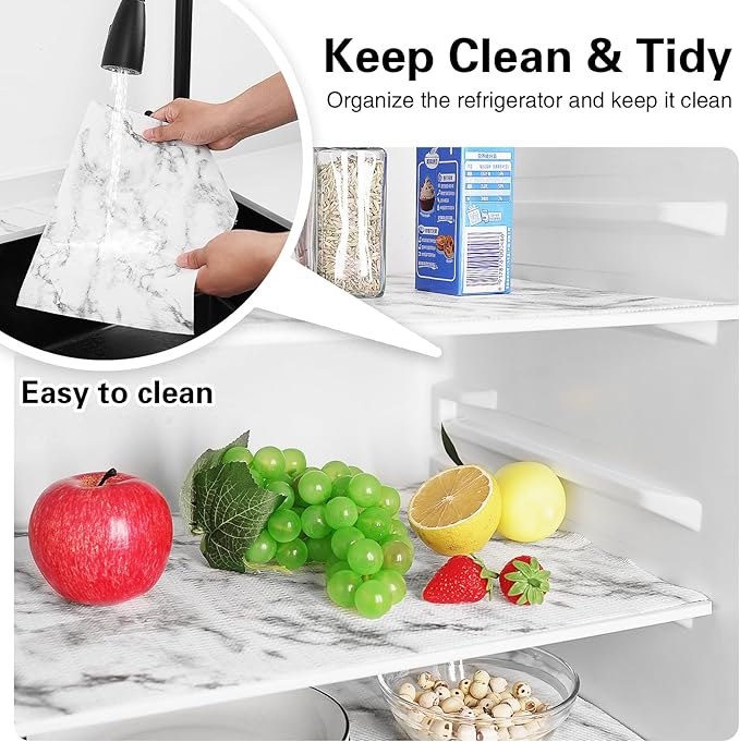 Drawer and Shelf Liner for Kitchen Cabinet, Non-Adhesive Cabinet Liner 12in x 20FT, Waterproof Shelf Paper Non-Slip Mats Cupboard Liners Contact Protect Dresser/Shelves/Table - Marble