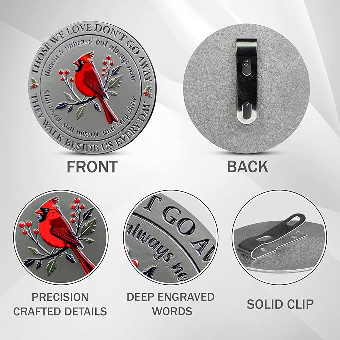 FLAGWIX Sympathy Gifts for Loss of Loved One - Cardinal Metal Car Visor Clip 3 in - Christmas Memorial Gift for Men Women, Sun Visor Clip Car Accessories, Grief Memorial Gifts, Bereavement Gift Ideas