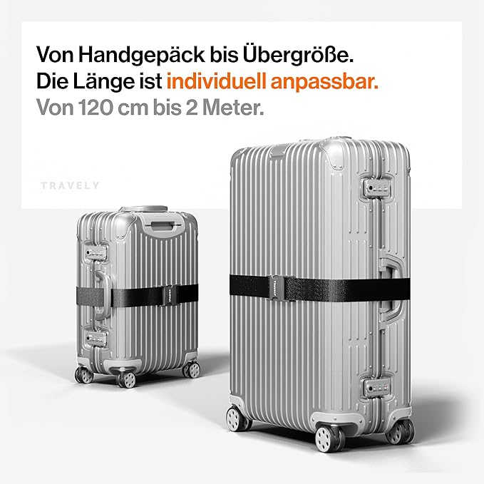 TRAVELY Luggage Straps - Particularly conspicuous & Secure - Incl. 2 Name Tags - Luggage Strap Ideal crosswise - [Set of 2]