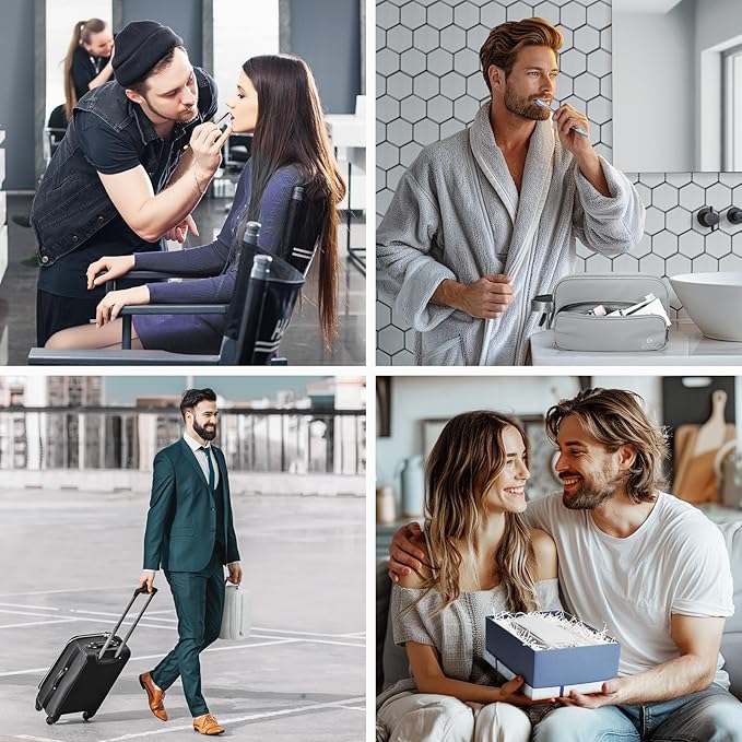 Toiletry Bag for Men, Travel Essentials Travel Toiletry Bag, Water-Resistant Compact Bathroom Roll Organizer for Hygiene, Shaving kit, Gifts for men (9 Gray(Upgraded Polyster))