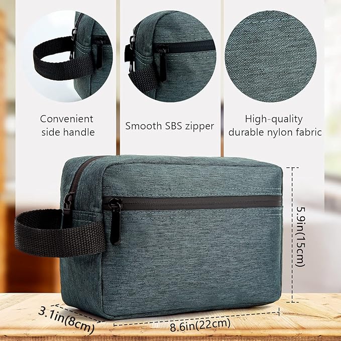 Travel Toiletry Bag for Women and Men, Water-resistant Shaving Bag for Toiletries Accessories, Foldable Storage Bags with Divider and Handle for Cosmetics Toiletries Brushes Tools