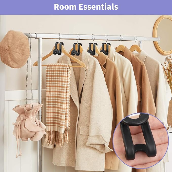 BATHRINS Space Saving Hanger Hooks Set - 60 PCS Hanger Connector Hooks & 3 PCS Hat Organizer Hangers for Closet Clothes Organizers Space Saving