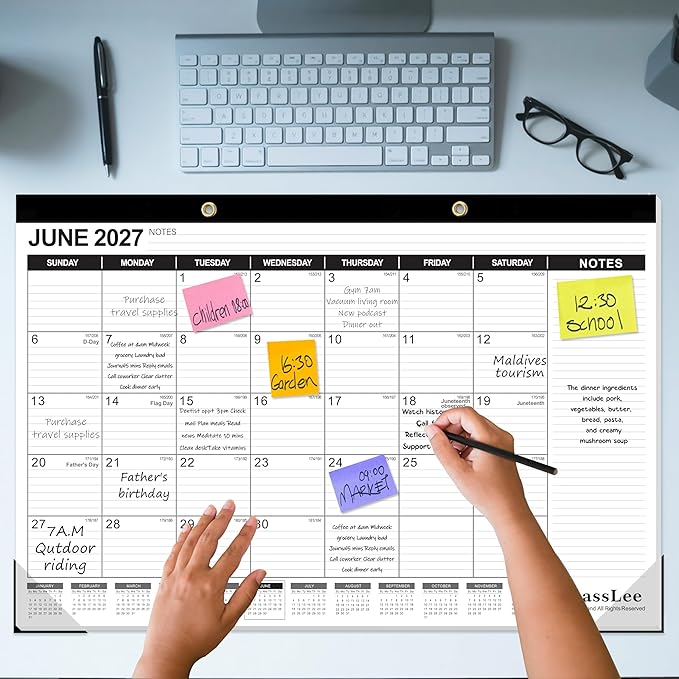GuassLee Extra Large Desk Calendar 2026, 19 Months Jumbo Desk/Wall Calendar from Jun. 2026 through Dec. 2027, 30 x 20 Inches Hanging Planner with Julian Date, Notes for Home School Office Organizing