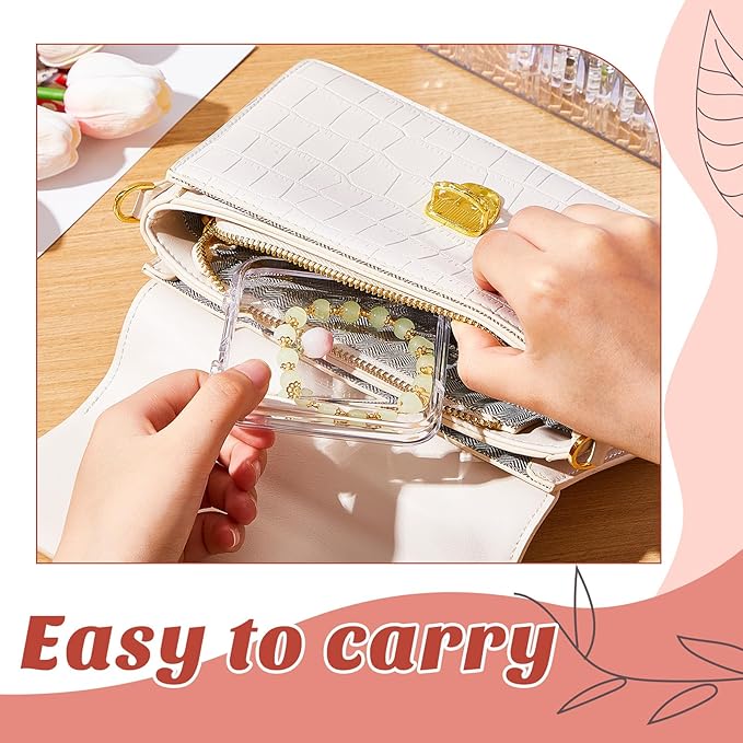 2 Pack Acrylic Bracelet Jewelry Storage Box with 12 Portable Anti Tarnish Organizers for Earrings/ring/necklace (Clear)