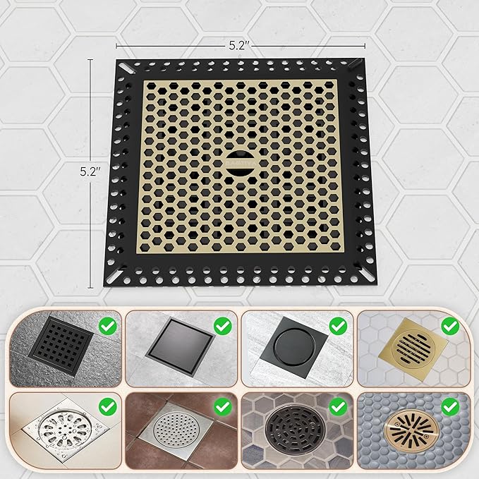 Not Moving Shower Drain Hair Catcher,Effective Hair Catcher Shower Drain,Square Flat Shower Drain Cover Protector Filter,Efficient Drainage,Hair Trap Stopper