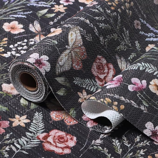 16IN x 10FT Butterfly Shelf and Drawer Liner for Kitchen Cabinets, Non-Adhesive and Strong Non-Slip Floral Shelf Cabinet Drawer Liners for Kitchen, Waterproof Cupboard Liners,Easy to Clean