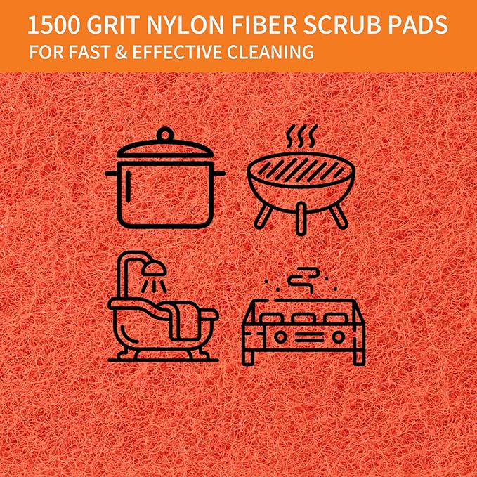 Tilldawn Griddle Cleaning Kit for Blackstone 13 Piece- 2 Stainless Steel Cleaning Scrapers, 10 Scouring Pads and 1 Handle, Cleaning Accessories for Blackstone Grill, Flat Top Grill Cleaning Tools Kit