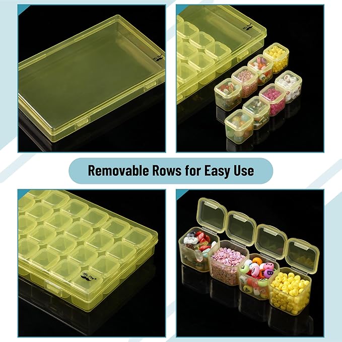 Mr. Pen- Bead Storage Containers, 28 Grids, 2 Pack, Transparent Yellow Small Bead Organizer Box