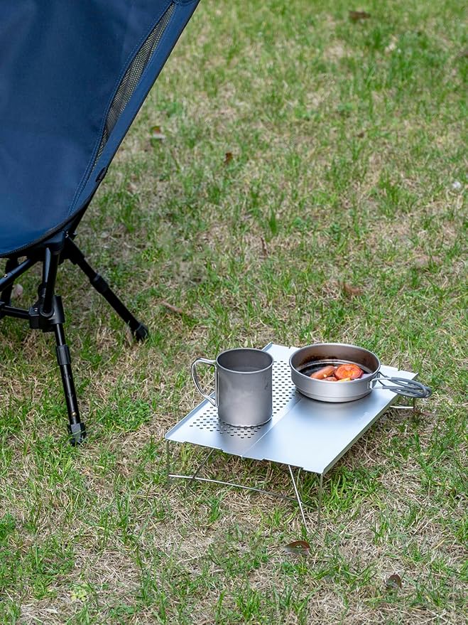 WildCall Mini Solo Folding Table Ultralight Compact with Carry Bag for Backpacking Camping Hiking Beach (Silver)