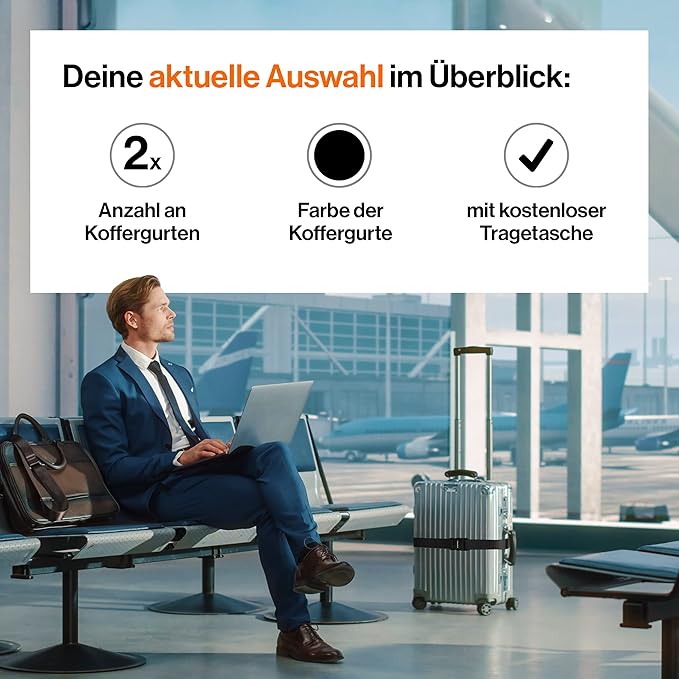 TRAVELY Luggage Straps - Particularly conspicuous & Secure - Incl. 2 Name Tags - Luggage Strap Ideal crosswise - [Set of 2]