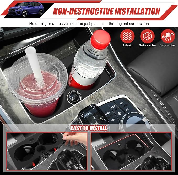 Cup Holder Coaster Fit for 2019-2023 BMW X5 Accessories Cup Holder Mat Pad Inserts Interior CupHolder Liner for 2023 BMW X5(for BMW X5)