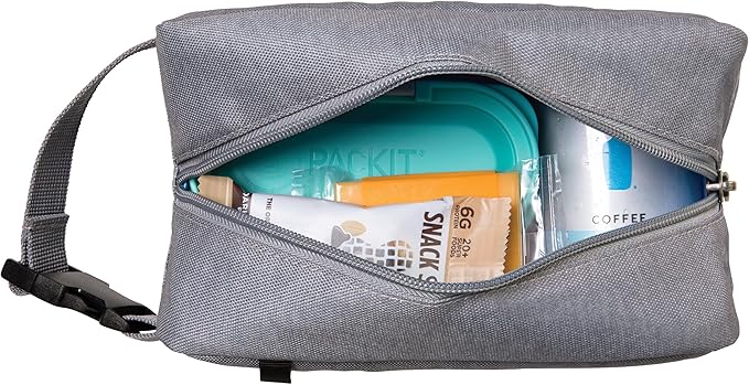 PackIt Freezable Snack Box, Gray Fog, Built with EcoFreeze Technology, Collapsible, Reusable, Zip Closure with Buckle Handle, Designed For Work Snacks, Fresh Snacks On the Go, Adults, and All Ages