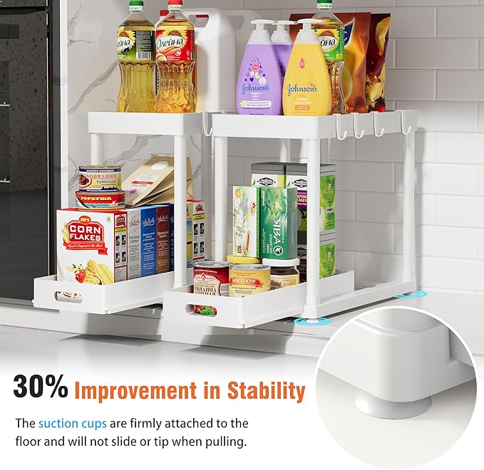 2 Pack Pull-Out Storage Organizers, Under Sink Organizer and Storage for Bathroom & Kitchen,Multi-Purpose Under Cabinet Organizers and storage Black