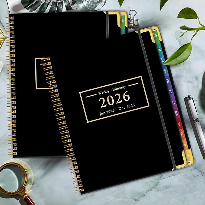 Planner -2026, Hardcover Weekly & Monthly Calendar Planner, January 2026 - December 2026, 8.5" x 11", Daily Agenda Book with Colorful Tabs, College Organizer Notebook, School & Work Supplies for Student Teacher Classroom