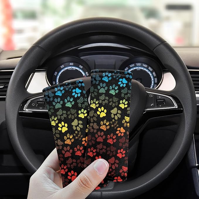 KUIFORTI Colorful Paws Luggage Handle Protection Sleeve Cover Set of 2 Pcs, Personalized Luggage Handle Wrap Grip for Suitcase Portable Luggage Identifiers Marker Grips Protector