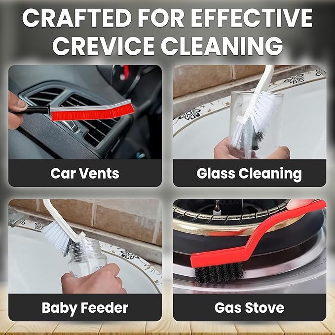 8 Pcs Crevice Cleaning Brush Set – Hard Bristle Cleaning Tools for Grout, Gaps & Narrow Spaces – Multi-Purpose Grout Brush, for Cleaning Bathroom, Shower, Window Tracks, Kitchen