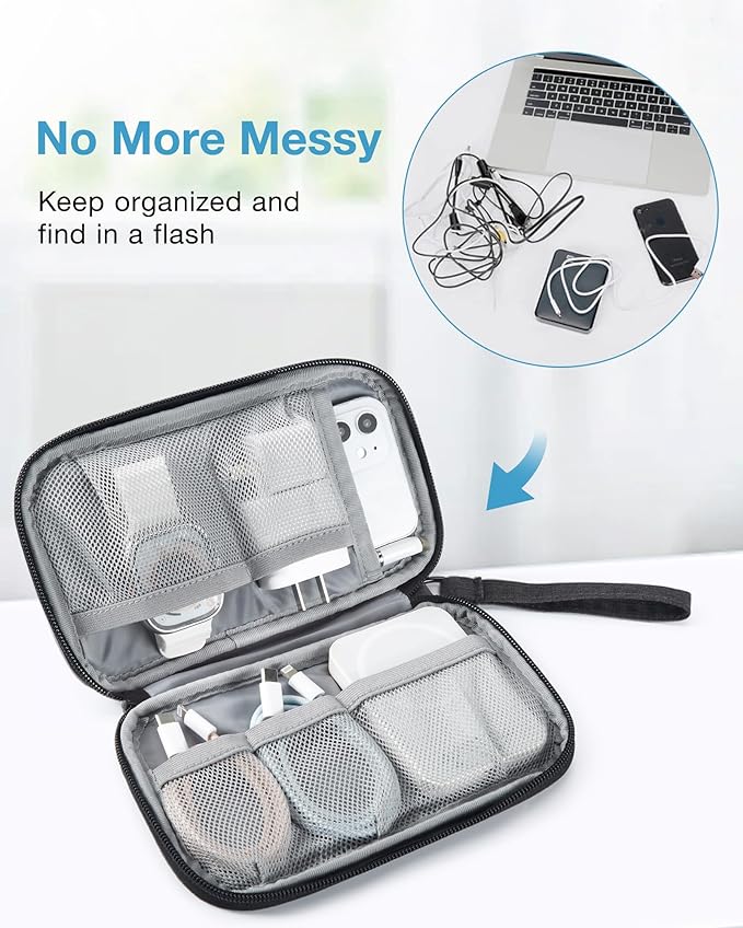 BAGSMART Cord Organizer Travel Cable Organizer Bag Tech Electronic Organizer Travel Case, Travel Essentials for Charger, Cable, Phone, Flash drive, Single Layer - Black