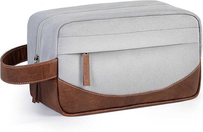 Travel Toiletry Bag for Men, Hanging Toiletry Organizer, Water Resistant Shaving Kit with Large Capacity for Travel Accessories (Grey, Medium)