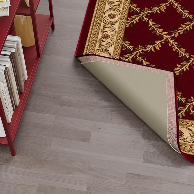 Ottomanson Non Slip Rug Pad Grip 8x18 1/8 Thick, Protection for Any Flooring Surface, Keep Your Runner Rug and Area Rugs in Place, 7'8" x 18', Beige