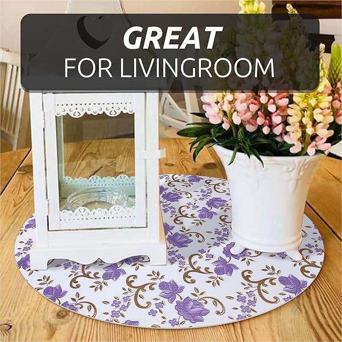 12X120 Inch Shelf Liner for Kitchen Cabinets, PVC Drawer Liner for Dresser Non-Slip Bathroom, Non-Adhesive Cabinet Liner Washable (Purple Floral)(4 Roll)