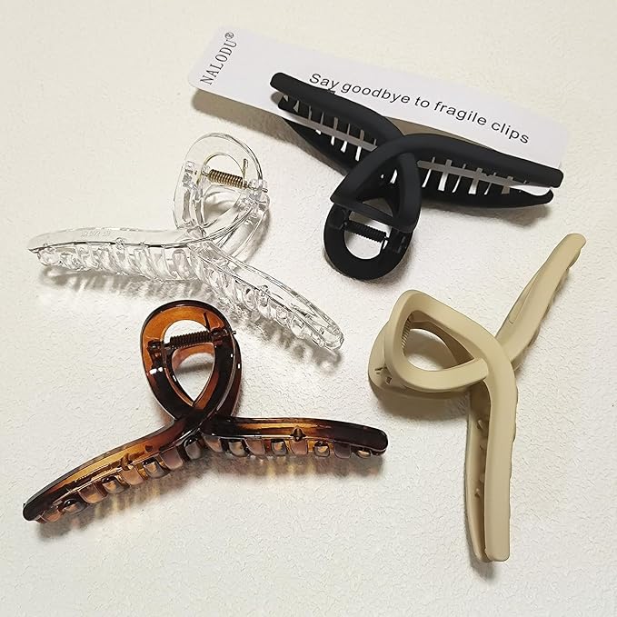5 Inch Hair Claw Clips Extra Large No Slip Big Matte Jaw XL Clip for Thick Curly Long Hair Women, 4 Pack