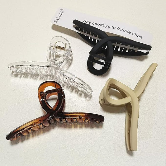 5 Inch Hair Claw Clips Extra Large No Slip Big Matte Jaw XL Clip for Thick Curly Long Hair Women, 4 Pack