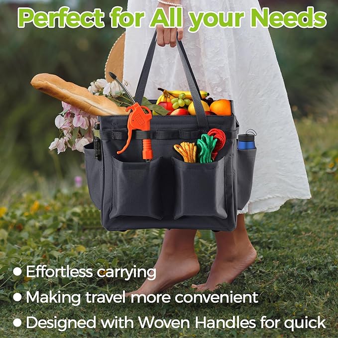 Car Trunk Organizer Multifunctional Storage Toolbox Carry Griddle,Large Grill Utensils Accessory Grilling Tools Basket Carrying Caddy Tool Tote Bag Storage Box Camp Cooking bbq Outdoor(Black)