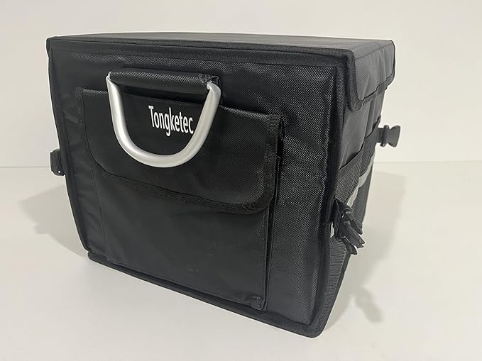 Tongketec Trunk Organizer With Lid,Small,Black 28L,For SUV Car Truck,Collapsible Waterproof Oxford Fabric,Portable Multipurpose sorting,2-Compartments with Aluminium Alloy Handle