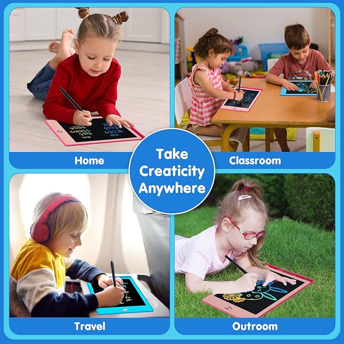 2 Pack LCD Writing Tablet for Kids,8.5 Inch Doodle Board Drawing Tablet Colorful Educational Toys for Boys Girls Reusable Road Travel Game Toy Gifts for 3 4 5 6 7 8 Years Old （Blue+Pink