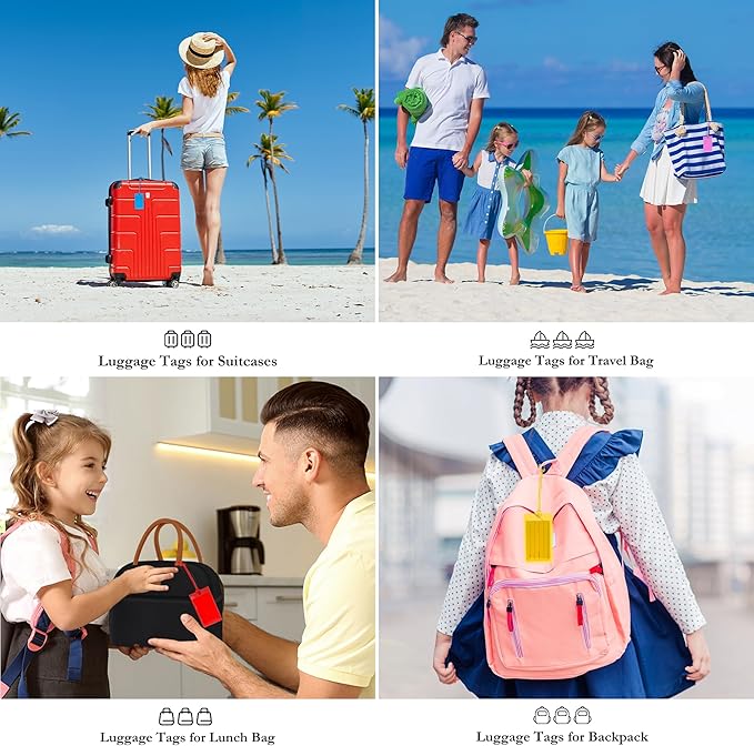 10 Pack Luggage Tags for Suitcases, Airplane Travel Essentials for Flying, International Travel Must-Haves, and Luggage Accessories by Sodsay