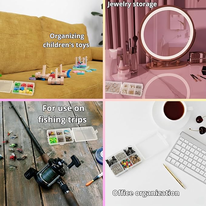 Portable Small Pocket Organizer Box, Transparent Storage Case for Screws/Nuts/Bolts/Nails/Washers/Snap Rings/Automotive & Paper Clips/Fuses/Buttons/Pins/Beads/Jewelry-Pack of 3