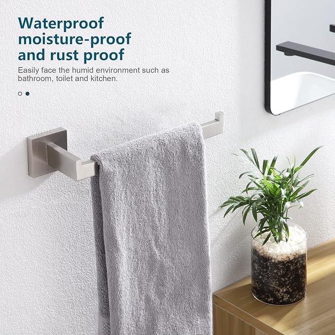KOKOSIRI Hand Towel Holder Brushed Nickel Towel Bars Stainless Steel Bathroom Hardware Kitchen Paper Towel Holder Wall Mount, B3003BR