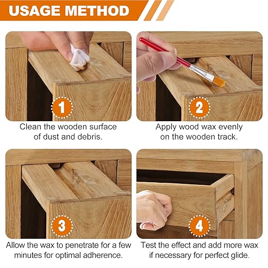 Wood Lubricant for Home Projects, 7 Oz Multi-Purpose Paste Wax for Wood - Drawer & Door Hinge Lubricant - Dresser, Cabinet, Guitar, Puzzle, Chair Lubricant - Eliminate Sticking & Noise