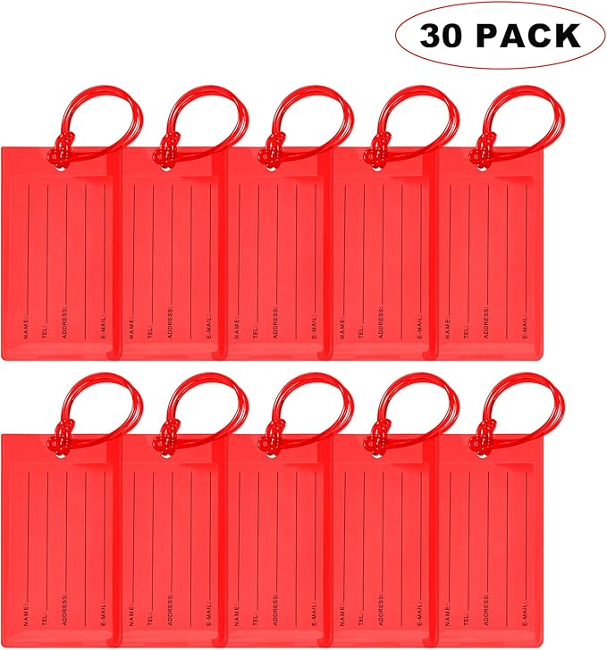 30 Pack Luggage Tags for Suitcases, Airplane Travel Essentials for Flying, International Travel Must-Haves, and Luggage Accessories by Sodsay