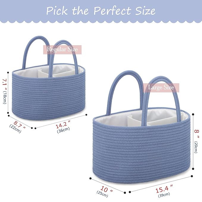 COMSE Baby Diaper Caddy Organizer, Car Caddy, Diaper Change Organizer, Gift Baskets Empty, Portable Tote Bag with Divider, Baby Shower Gifts Newborn Essentials Registry Must Have, Folkstone Gray