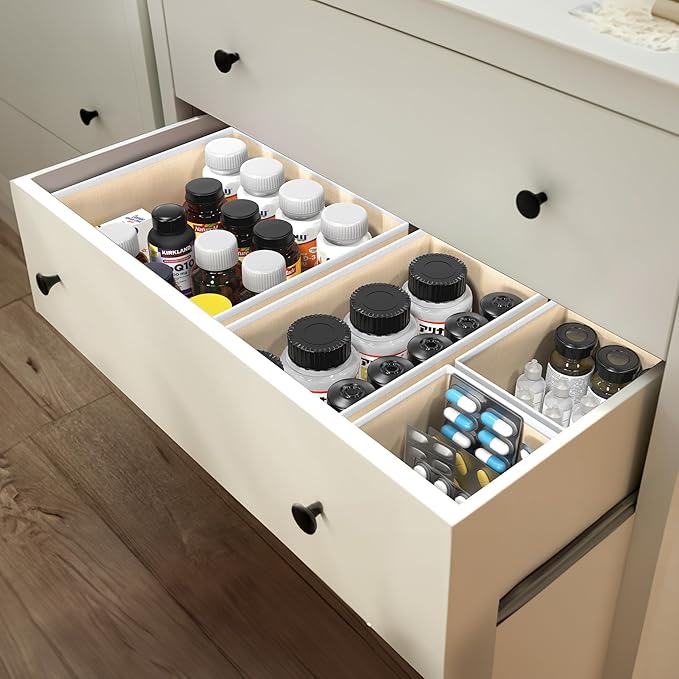 Simple Houseware Foldable Drawer Organizer Set of 12, Beige – Fabric Storage Bins for Clothes, Underwear, Bra, Panty, Socks, Onesies – Closet & Dresser Drawer Dividers for Home Organization