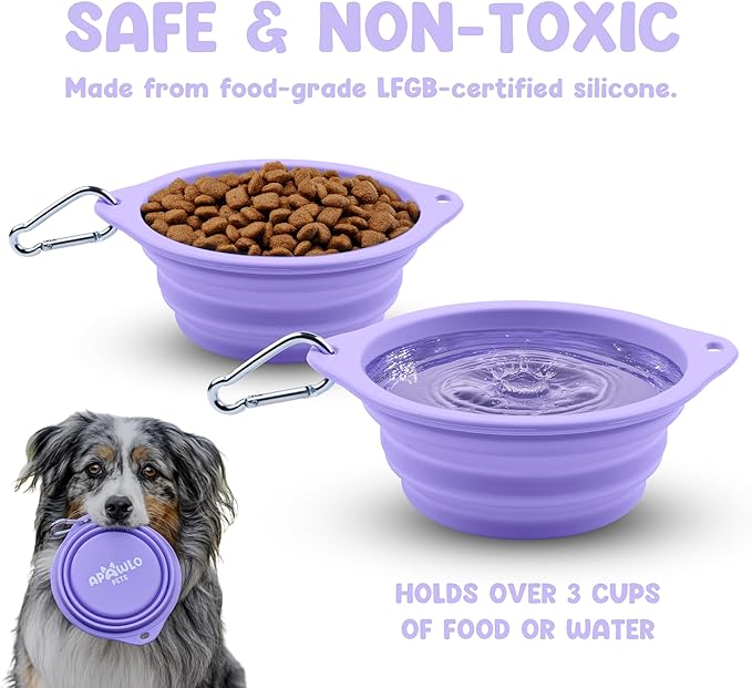 Collapsible Dog Bowl - 800ml/27 oz Portable Silicone Travel Water Bowl for Dogs with Carabiner | Foldable, Dishwasher Safe | Hiking, Camping Dog Essentials & Outdoor Pet Feeding - Green