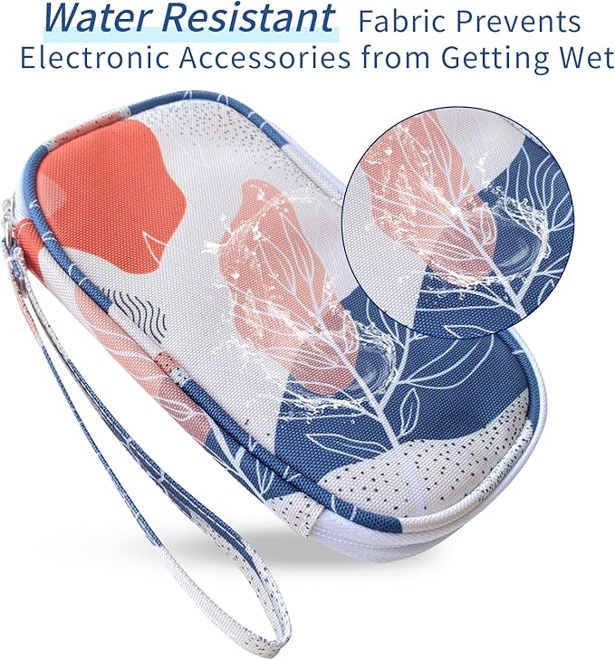 Electronics Organizer Travel Case, Cable Organizer Travel Essentials Tech Pouch,Suitable for Charger, Cable, Phone，Flash Drive,Desert leaf