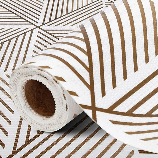 FIFTY FEET 12"x120" Non-Adhesive Shelf Liner for Kitchen Cabinets and Drawers, Washable Non-Slip PVC Cabinet Liner (Brown Modern)(1 Roll)