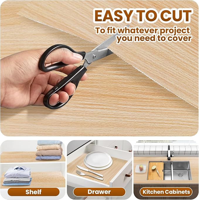 Drawer Shelf Liner for Kitchen Cabinets Non-Adhesive, Non Slip Shelf Paper Waterproof Thickened Cabinet Liners for Shelves, Strong Grip Mats for Cupboard, Dresser, Pantry, Beige, 23.6 in x 30 FT