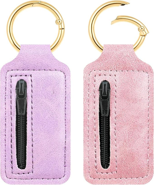 2 Pcs Mini Travel Jewelry Organizer – Dual-Sided Zippered Jewelry Case with Detachable Metal Ring, Small Portable PU Leather Storage Pouch for Rings, Necklaces – Gift for Women, Girls