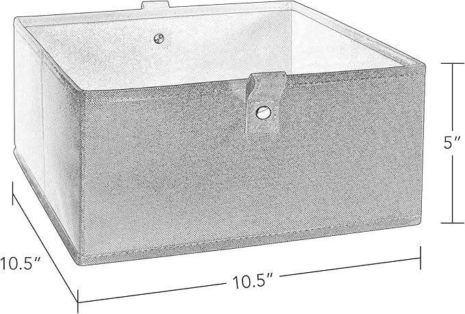 RiverRidge Kids 6pc Folding Storage Bins Set - 10.5”W x 5”H Fabric Boxes with Handles for Closet Organizer & Storage - Black Cube Storage Organizer for Toys, Clothes & Crafts - Fits RiverRidge Shelves