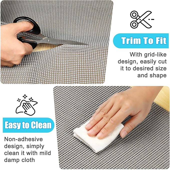 Songrey Non-Adhesive Drawer and Shelf Liner, Non Slip Cabinet Liners, Protect Kitchen Cupboard, Bathroom Drawers, Breathable, Thick Strong Grip mat (17.5IN x 20FT, Dark Gray)